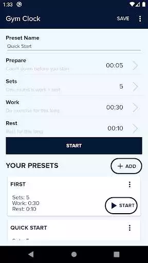 Play Gym Clock (Countdown Timer, Tabata Interval Timer) as an online game Gym Clock (Countdown Timer, Tabata Interval Timer) with UptoPlay