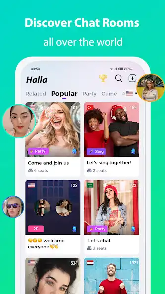 Play Halla - Group Voice Chat Rooms  and enjoy Halla - Group Voice Chat Rooms with UptoPlay