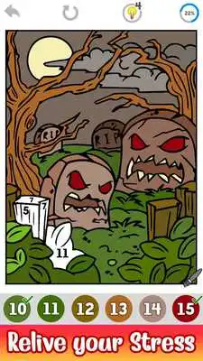 Play Halloween Color by Number - Horror Painting Book
