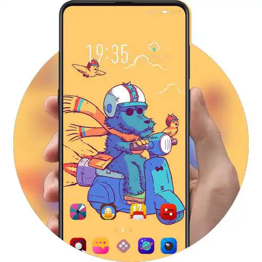 Play Hand drawing lovely dog riding bike theme APK