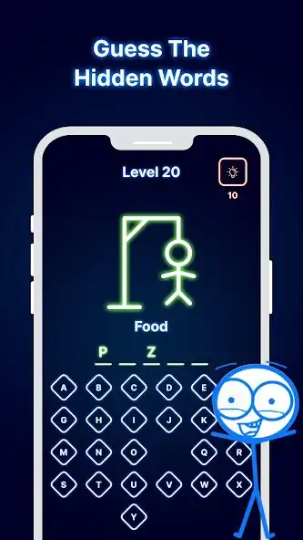 Play Hangman Glow Word Puzzle Games as an online game Hangman Glow Word Puzzle Games with UptoPlay