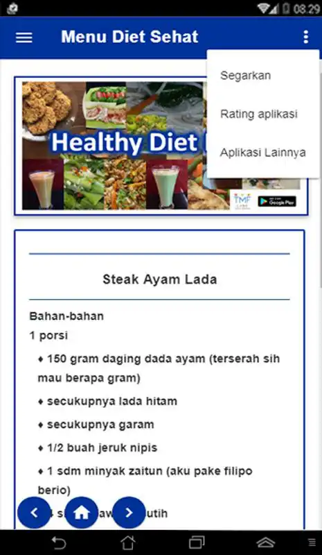 Play Healthy Diet Menu