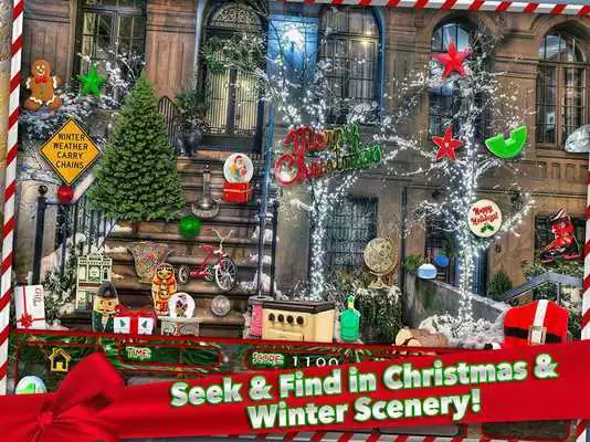 Play Hidden Object White Christmas Holiday Puzzle Game