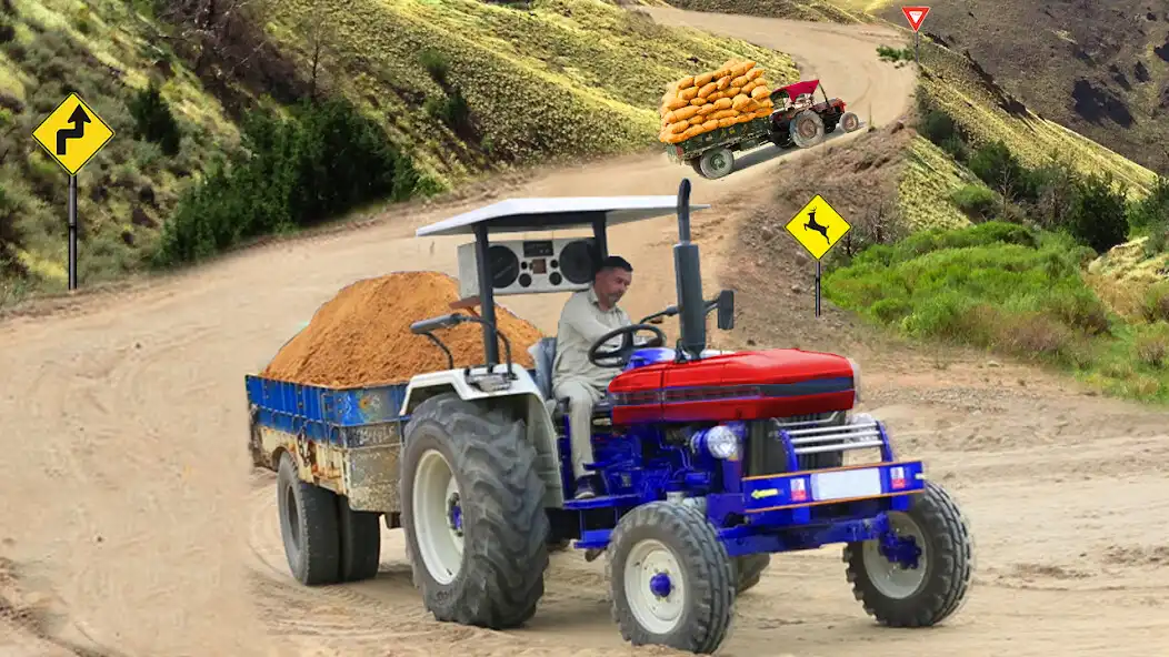 Play Hill Tractor Trolley Cargo Sim as an online game Hill Tractor Trolley Cargo Sim with UptoPlay
