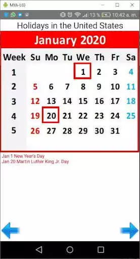 Play Holiday Calendar in english  and enjoy Holiday Calendar in english with UptoPlay