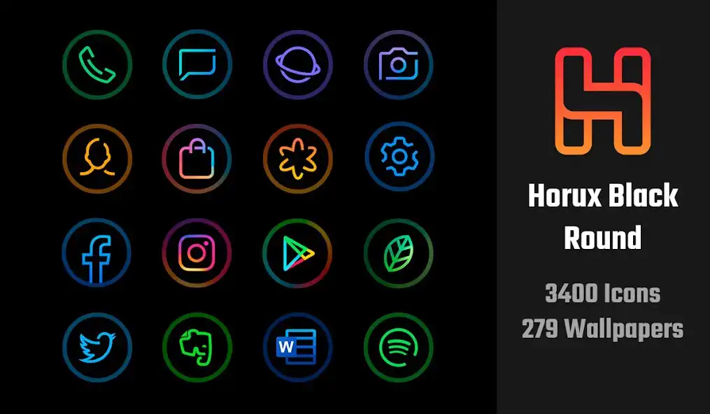 Play Horux Black - Round Icon Pack  and enjoy Horux Black - Round Icon Pack with UptoPlay