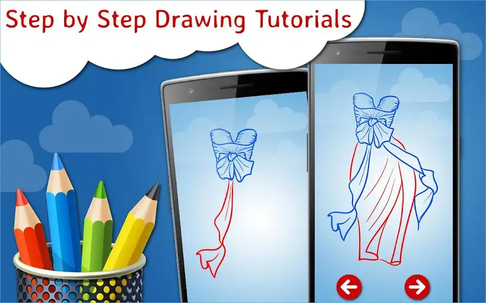 Play How to Draw Dresses Step by Step Drawing App as an online game How to Draw Dresses Step by Step Drawing App with UptoPlay