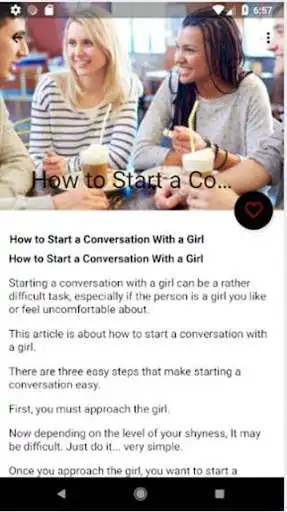 Play APK HOW TO START A CONVERSATION WITH A GIRL  and enjoy HOW TO START A CONVERSATION WITH A GIRL with UptoPlay conversations.witha.girl