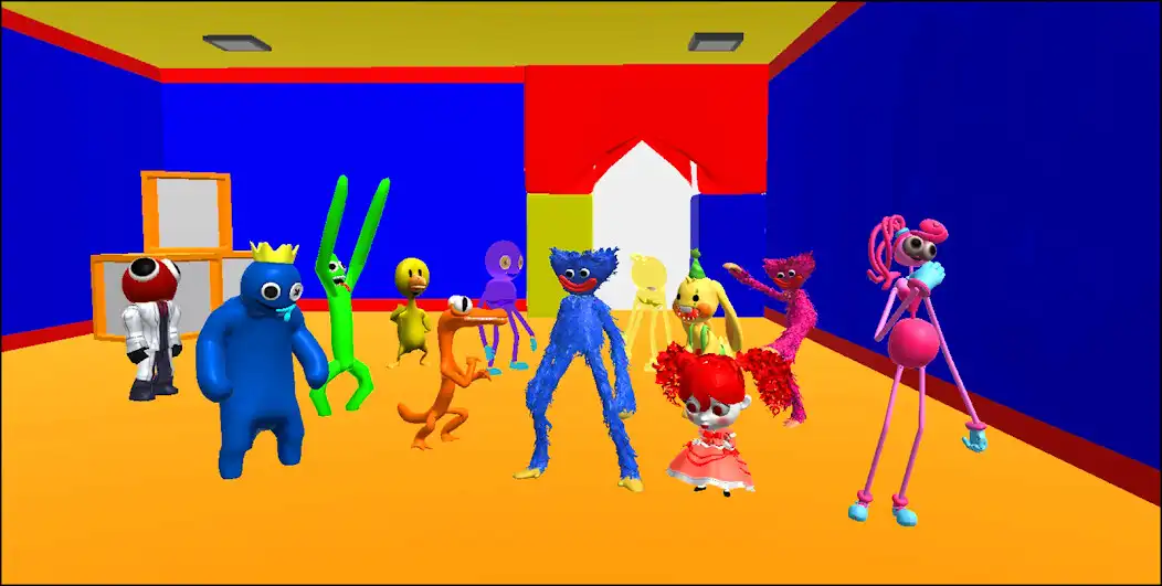 Play Huggy Escape Rainbow Friends as an online game Huggy Escape Rainbow Friends with UptoPlay