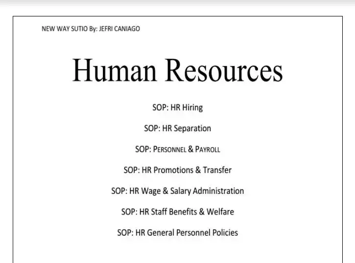 Play Human Resources S.O.P