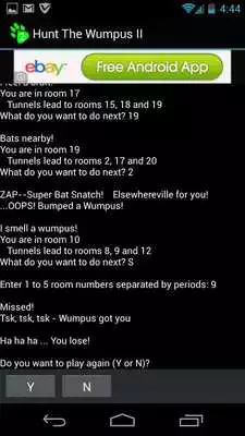 Play Hunt the Wumpus 2 (with ads)