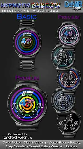Play Hypnotic Rainbow Watch Face  and enjoy Hypnotic Rainbow Watch Face with UptoPlay