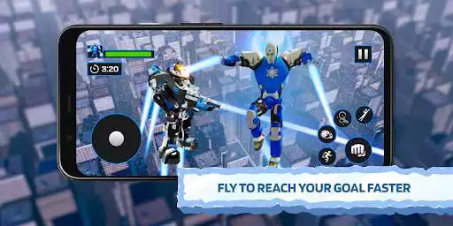 Play Ice Superhero Flying Robot - Fighting Games as an online game Ice Superhero Flying Robot - Fighting Games with UptoPlay