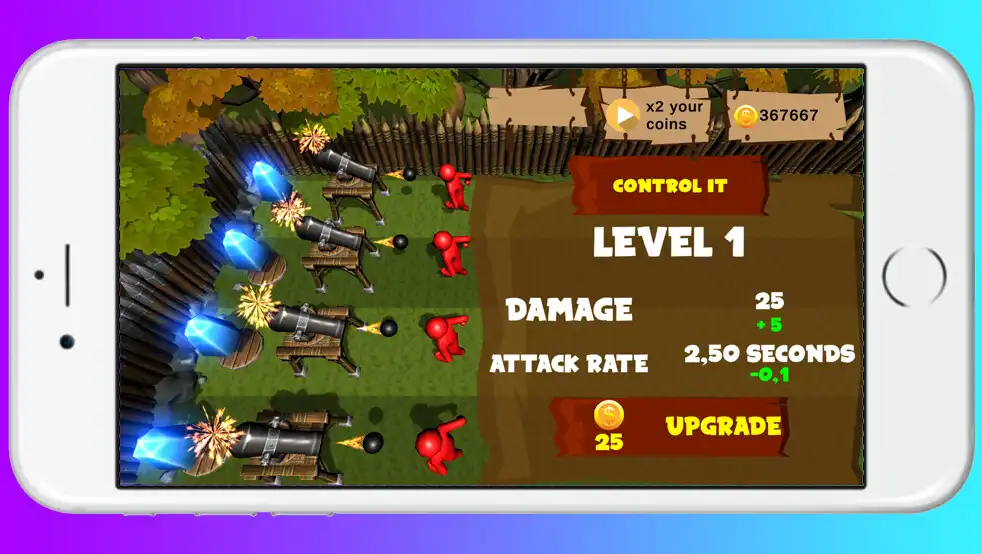 Play Idle Cannons 3D Manager Tycoon as an online game Idle Cannons 3D Manager Tycoon with UptoPlay