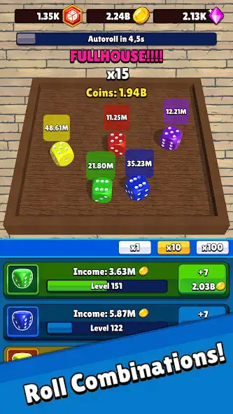 Play Idle Dice 3D: Incremental Game as an online game Idle Dice 3D: Incremental Game with UptoPlay