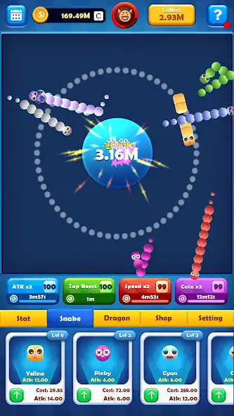 Play Idle Snakes Deluxe - io games as an online game Idle Snakes Deluxe - io games with UptoPlay