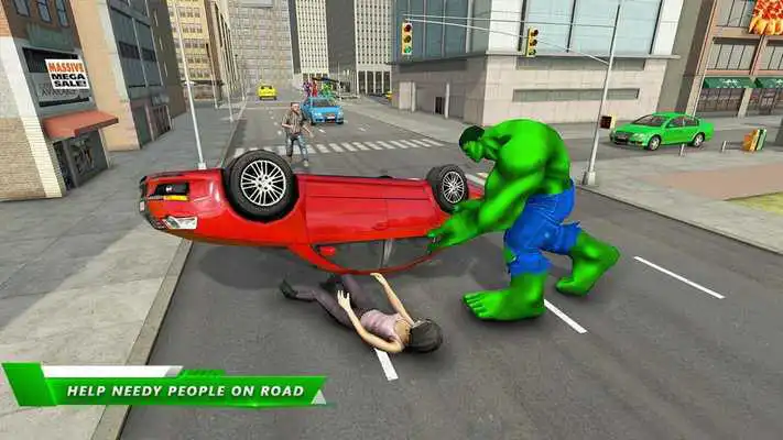 Play Incredible Green Monster Hero Fight City Rescue