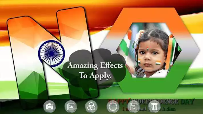 Play Indian Flag Text Photo Frame