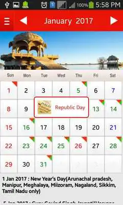 Play Indian Holiday Calendar 2017