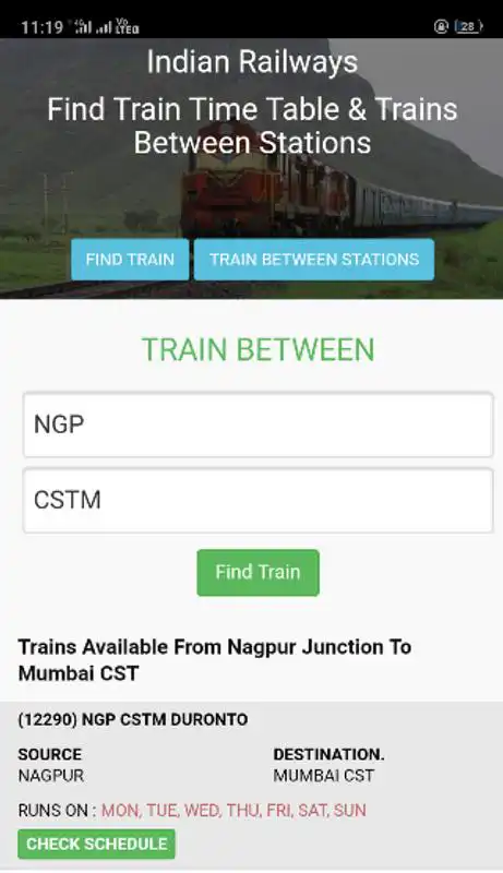 Play Indian Railways time table, schedule