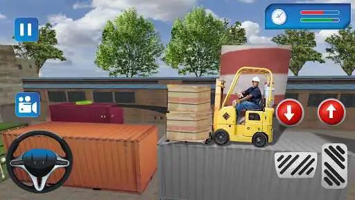 Play APK Industrial Forklift Simulator  and enjoy Industrial Forklift Simulator with UptoPlay com.fazra.heavy.forklifter.driving