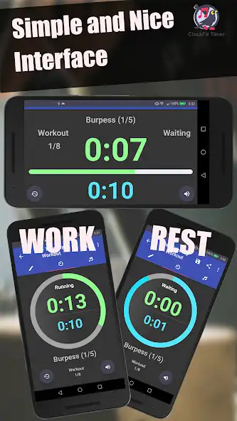 Play Interval Timer ClockFit - Workout with Music as an online game Interval Timer ClockFit - Workout with Music with UptoPlay