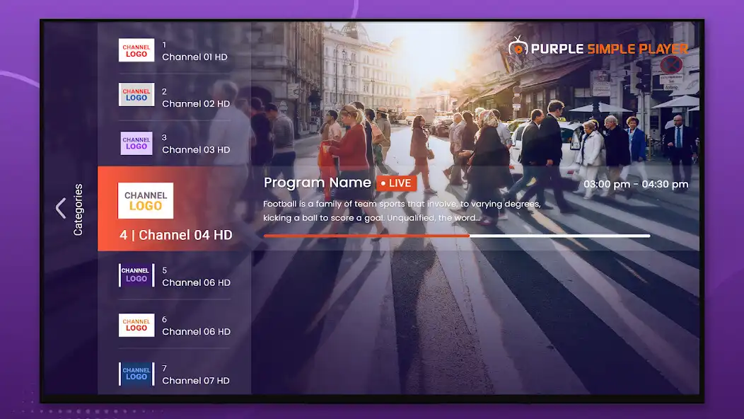 Play IPTV Purple Simple Player as an online game IPTV Purple Simple Player with UptoPlay