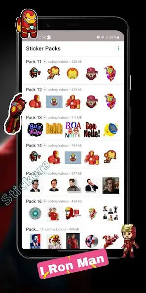 Play Iron-man Stickers for Wa  and enjoy Iron-man Stickers for Wa with UptoPlay