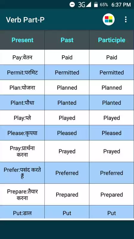 Play Irregular, Regular Verbs Hindi