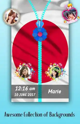 Play Japan flag zipper Lock Screen