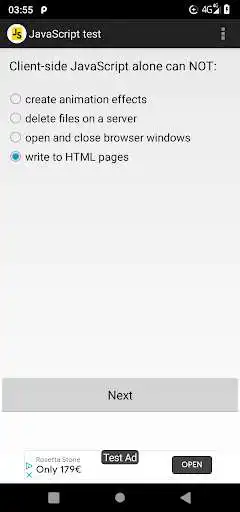 Play JavaScript test