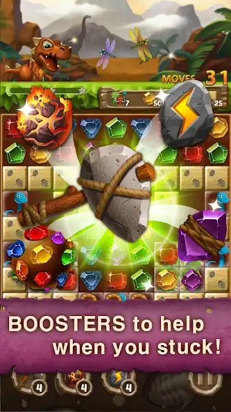 Play Jewels Dino Age: Match3 Puzzle as an online game Jewels Dino Age: Match3 Puzzle with UptoPlay