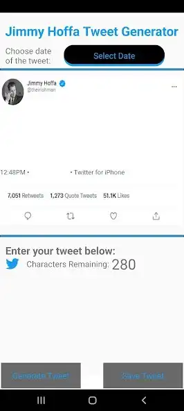 Play Jim Hoffa Tweet Generator  and enjoy Jim Hoffa Tweet Generator with UptoPlay