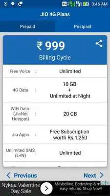 Play JIO 4G Tariff Plans