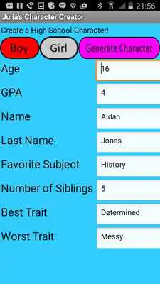 Play Julias Character Creator