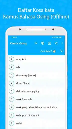 Play Kamus Osing - Banyuwangi (Offline)  and enjoy Kamus Osing - Banyuwangi (Offline) with UptoPlay Play Kamus Osing - Banyuwangi (Offline)  and enjoy Kamus Osing - Banyuwangi (Offline) with UptoPlay