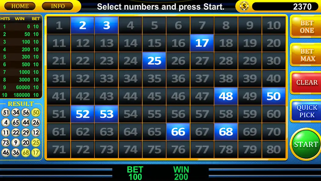 Play Keno as an online game Keno with UptoPlay