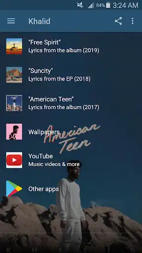 Play Khalid Lyrics/Wallpapers  and enjoy Khalid Lyrics/Wallpapers with UptoPlay