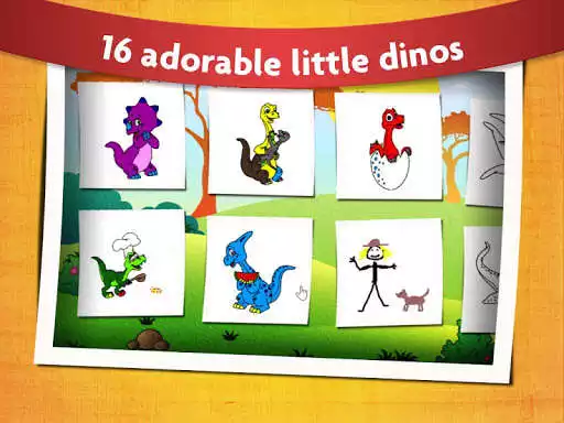 Play Kids Dinosaur Coloring Pages as an online game Kids Dinosaur Coloring Pages with UptoPlay