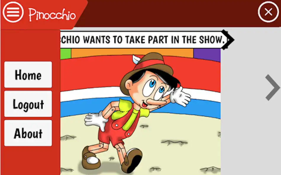 Play Kinderbooks-Pinocchio (Red boo as an online game Kinderbooks-Pinocchio (Red boo with UptoPlay