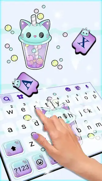 Play Kitty Bubble Tea Keyboard Background as an online game Kitty Bubble Tea Keyboard Background with UptoPlay