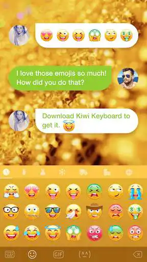 Play Kiwi Keyboard Glitter Golden emoji as an online game Kiwi Keyboard Glitter Golden emoji with UptoPlay