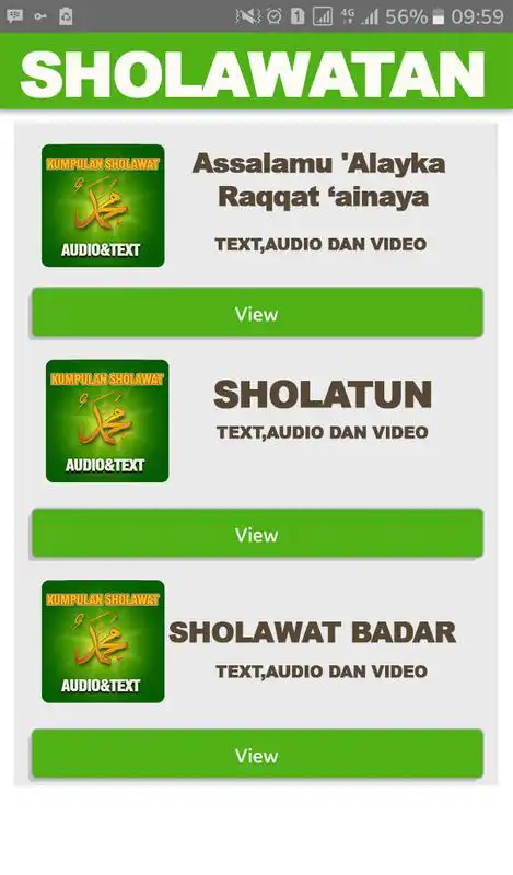 Play Kumpulan Sholawat Nabi Terbaru Text + Audio