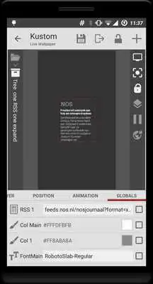 Play Kustom 1 feed, scroll  expand
