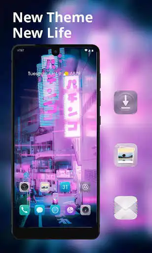 Play Landscape theme Japanese purple neon city A3S  and enjoy Landscape theme Japanese purple neon city A3S with UptoPlay