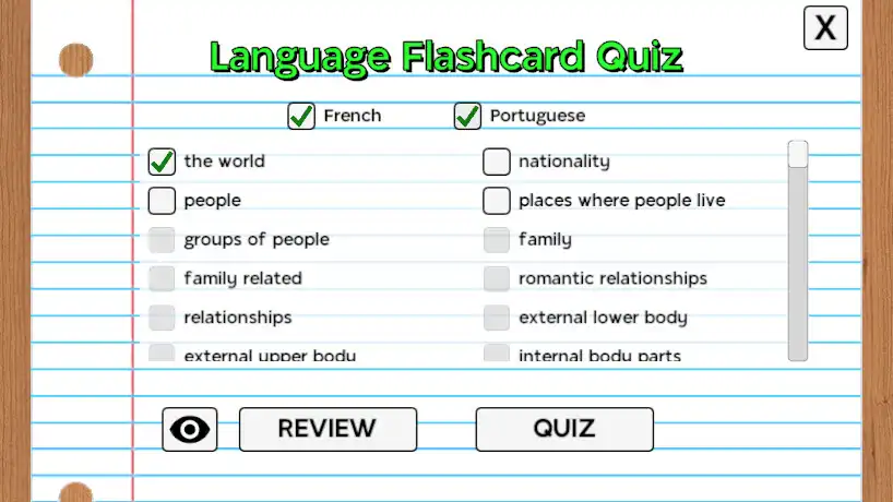 Play Language Flashcard Quiz as an online game Language Flashcard Quiz with UptoPlay