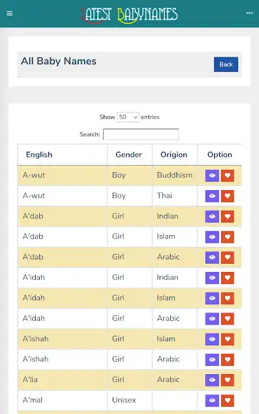 Play Latest Baby Names as an online game Latest Baby Names with UptoPlay