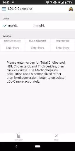 Play APK LDL Cholesterol Calculator  and enjoy LDL Cholesterol Calculator with UptoPlay com.hiox.LDLCholesterolCalcul