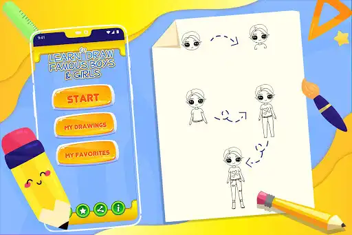 Play Learn How to Draw Famous Boys and Girls as an online game Learn How to Draw Famous Boys and Girls with UptoPlay