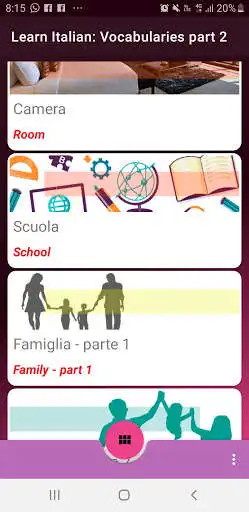 Play Learn Italian: vocabulary and words, part 3 as an online game Learn Italian: vocabulary and words, part 3 with UptoPlay